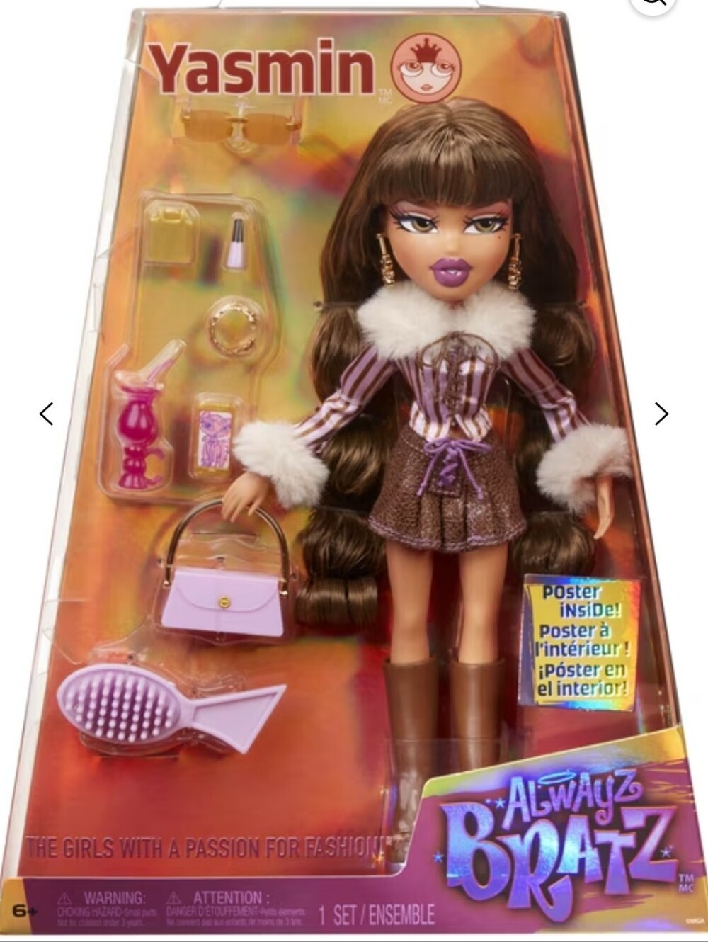 Yasmin Doll in Brown Outfit with Purple Accents
